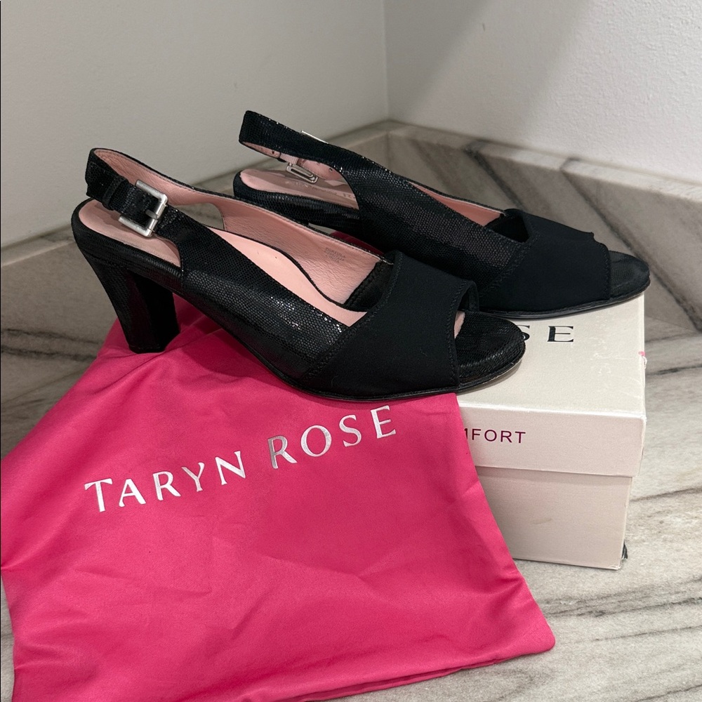 Taryn Rose Black Slingback Heels